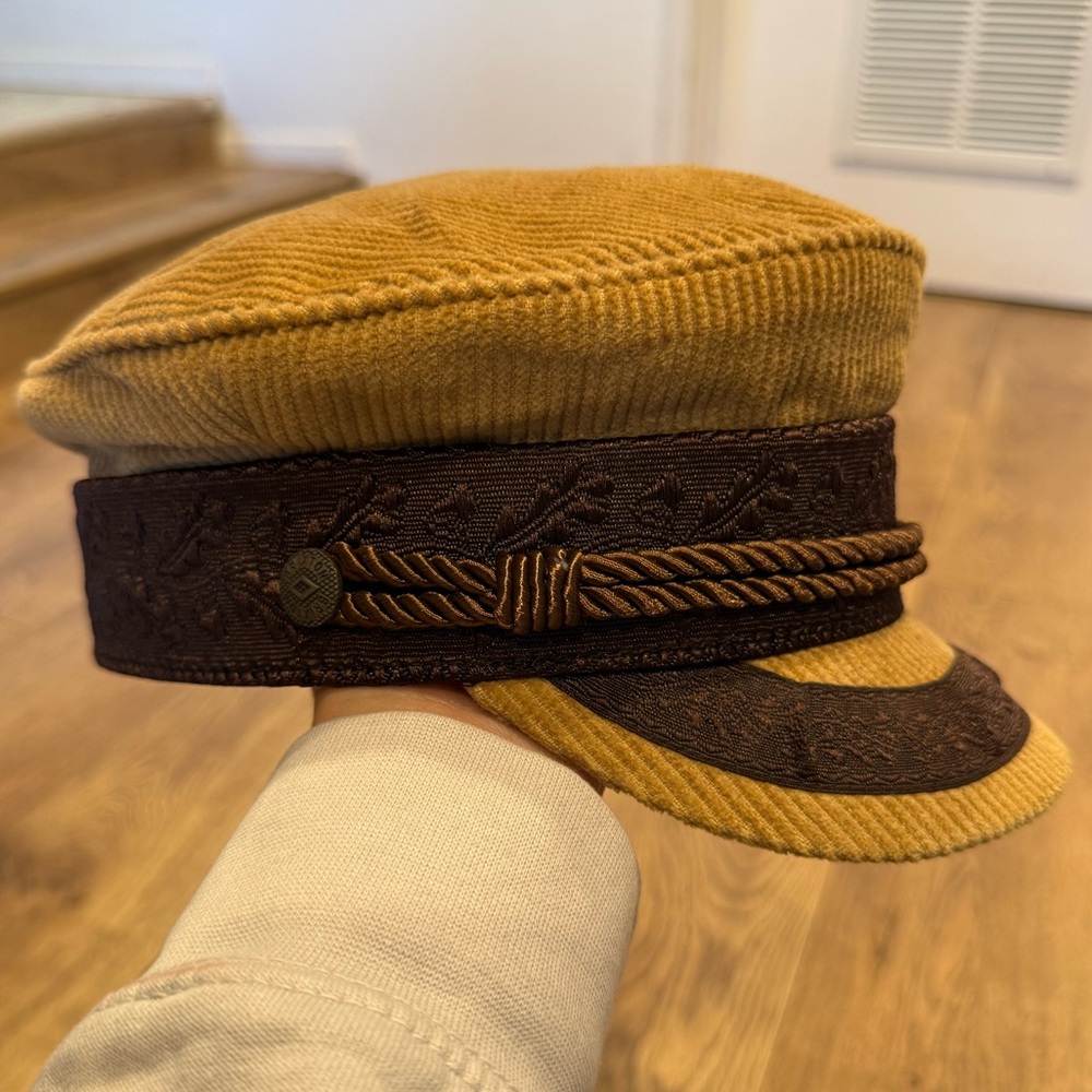 Brixton Two-Tone Corduroy Fisherman Cap in Mustard and Dark Brown